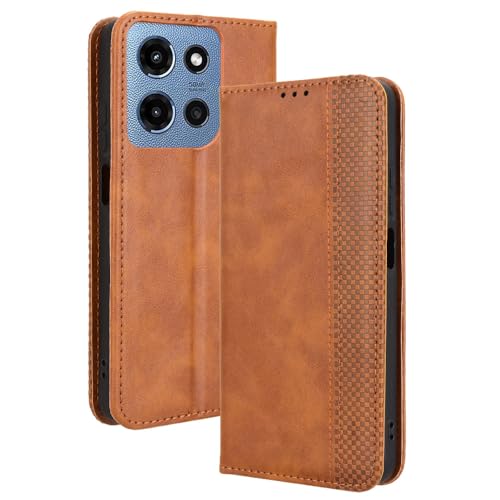 Futanwei Schutzhülle für Motorola Moto G Power 2025, mit Kartenhalter 5G, integrierte 3 Kreditkartenfächer, versteckter Magnetverschluss, Premium-PU-Leder, Brieftaschen-Schutzhülle, Braun von Futanwei