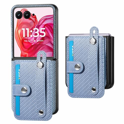 Futanwei Schutzhülle für Motorola Razr+ 2024, Brieftaschen-Schutzhülle mit Kartenhalter, Moto Razr Plus, Hart-PC + PU-Leder, Karbonfaser-Muster, verstellbarer Handgelenkständer, robuste Hülle, blau Futanwei Schutzhülle für Motorola Razr+ 2024, Brieftaschen-Schutzhülle mit Kartenhalter, Moto Razr Plus, Hart-PC + PU-Leder, Karbonfaser-Muster, verstellbarer Handgelenkständer, robuste Hülle, blau von Futanwei