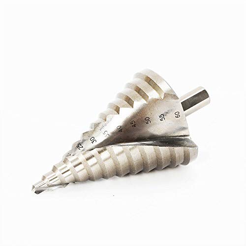 Futchoy 6-60mm HSS Kegelbohrer, Stufenbohrer, Fräser, Konusbohrer, Schälbohrer für Kunststoff, Holz, Metallblech - 13mm Grifflänge, 3-flammig, SDS-Plus, 1 Stück von Futchoy