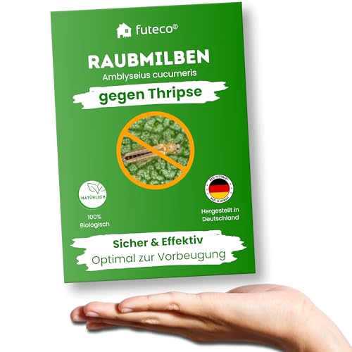 Futeco® – Raubmilben gegen Thripse bei Gemüse-, Zier- & Nutzpflanzen - 3 Tüten für 3-4 Pflanzen - zur biologischen Bekämpfung von Thripsen - 100% Chemiefrei & Natürlich - Amblyseius Cucumeris von Futeco