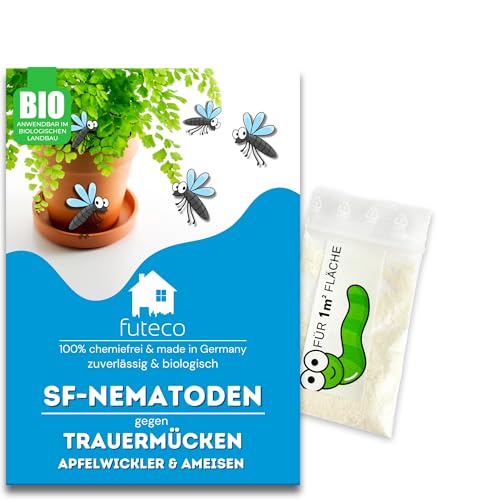 Futeco® – SF-Nematoden gegen Trauermücken – für 10 Pflanzen oder 1m² Fläche – zum einfachen gießen von Futeco