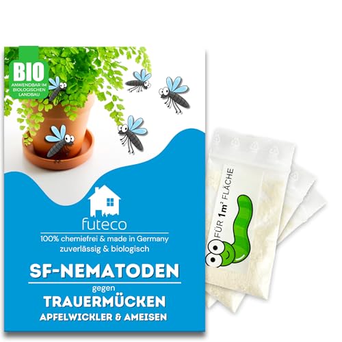 Futeco® – SF-Nematoden gegen Trauermücken – für 30 Pflanzen oder 3m² Fläche – zum einfachen gießen von Futeco