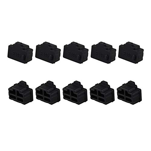 Futheda 10 x Silikon-Ethernet-Hub-Port, RJ45, Anti-Staub-Abdeckkappe, Schutzstecker, kompatibel mit Computer TV Router schwarz von Futheda