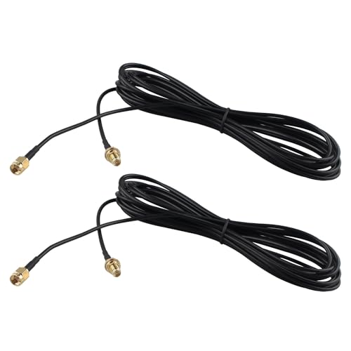 Futheda 2 Stück RP-SMA-Stecker auf RP-SMA-Buchse WLAN Antennen Verlängerungskabel 5M RG174 Koaxialkabel für WLAN Router Gateway FPV Antenne Kabellose LAN PCI Karte von Futheda