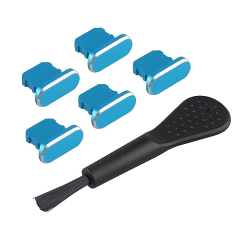 Futheda 5 Stück Anti Staubstecker Metall-Abdeckkappen-Ladeanschluss kompatibel mit iPhone 14 13 12 11 X XS XR 8 7 SE Mini Plus Pro Max iPad Blau von Futheda