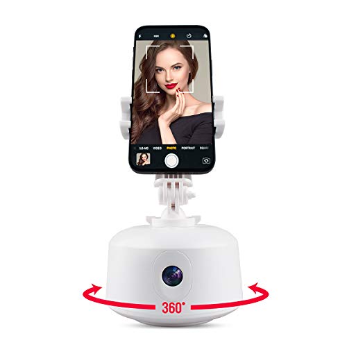 Futheda Automatische Gesichtsverfolgung Kamerahalterung, 【Keine APP ERFORDERLICH】 360° Drehung Gimbal Stabilisator Selfie Stick, Handy, Tablet, für Stativ, für Vlogging Videoaufnahme (mit Halterung) von Futheda