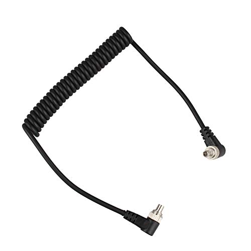 Futheda PC zu PC, Stecker auf Stecker, Blitz, PC, Sync-Kabel, Verlängerungskabel, 30,5 cm, Spiralkabel mit Schraubverschluss, kompatibel mit DSLR-Kameras von Futheda