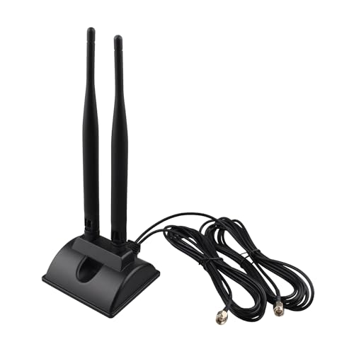 Futheda WiFi Antenne 2,4 G/5 G/5,8 G Dual Frequency Magnetic 6dBi RP-SMA Adapter 2m Verlängerungskabel für WLAN PCI WiFi Karten Wirelesse Router Bluetooth Dlink von Futheda