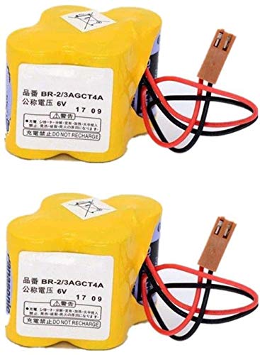 Bestome Ersatz Akku Kompatibel mit 2PCS BR-2/3AGCT4A 6V FANUC A98L-0031-0025 with Brown Plug von Futtest