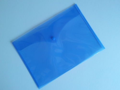 Dokumententasche, aus Kunststoff, mit Druckknopf-Verschluss, für DIN-A4-Dokumente, Blau, 1 Stück von Futtest