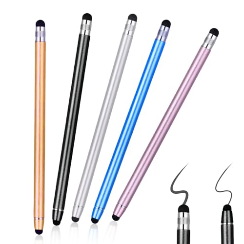 5 Stück Tablet Stift, 2 in 1 Touchscreen Stift, Hohe Empfindlichkeit Kapazitive Stylus, Universelle Silikon Stylus Touch Pen, Doppelkopf Eingabestift für Smartphones und Tablets von Futuhada