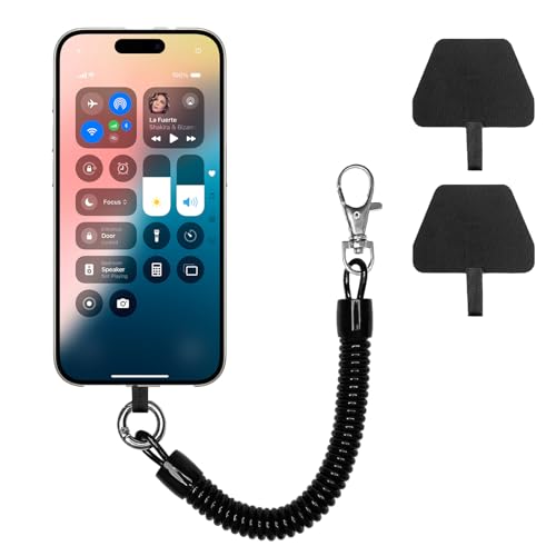 Einziehbares Handy Lanyard, Universale Lanyard Schlüsselband Schlüsselanhänger mit 2 Telefon Tether Patches, Handykette mit Flexiblem Spiralkabel Kompatibel für die Meisten Smartphones, Schwarz Einziehbares Handy Lanyard, Universale Lanyard Schlüsselband Schlüsselanhänger mit 2 Telefon Tether Patches, Handykette mit Flexiblem Spiralkabel Kompatibel für die Meisten Smartphones, Schwarz von Futuhada