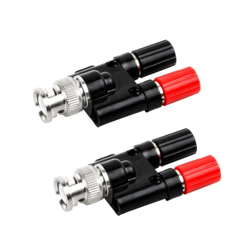Futuhada 2 Stück BNC Stecker auf Dual 4 mm Bananen Buchse Binding Post, BNC auf Binding Post Splitter, RF Coaxial Splitter Doppelt Verbinder Jack für Oszilloskop-Kabel, Hohe Genauigkeit von Futuhada