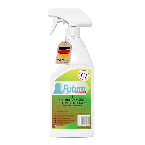 Futum 1L Ameisen Abwehr-Spray Hochwirksam bei Ameisen, Larven und Eier, für Innen- & Außenbereich, Wasserbasis, geruchsarm, fleckenfrei von Futum