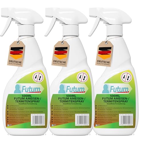 Futum 3x500ml Anti-Ameisenspray Hochwirksam gegen Ameisen, Larven und Eier, für Innen- & Aussenbereich, Wasserbasis, geruchsarm, fleckenfrei Futum 3x500ml Anti-Ameisenspray Hochwirksam gegen Ameisen, Larven und Eier, für Innen- & Aussenbereich, Wasserbasis, geruchsarm, fleckenfrei von Futum