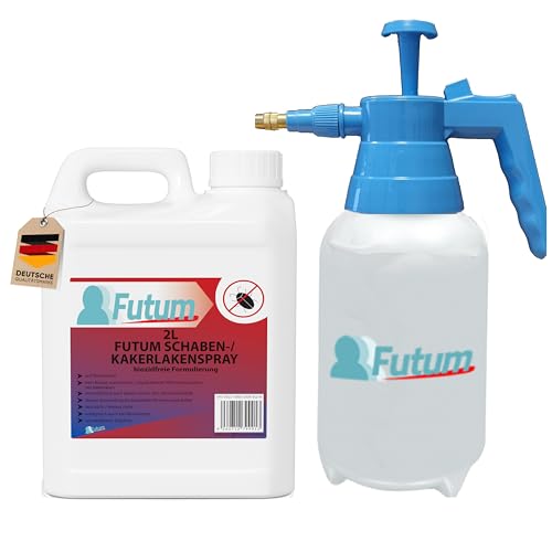 Futum Schaben Spray 2 Liter + Drucksprüher Kakerlaken bekämpfen auf Wasserbasis Ohne Treibgase wirkt gegen Eier Innen & Außen Futum Schaben Spray 2 Liter + Drucksprüher Kakerlaken bekämpfen auf Wasserbasis Ohne Treibgase wirkt gegen Eier Innen & Außen von Futum
