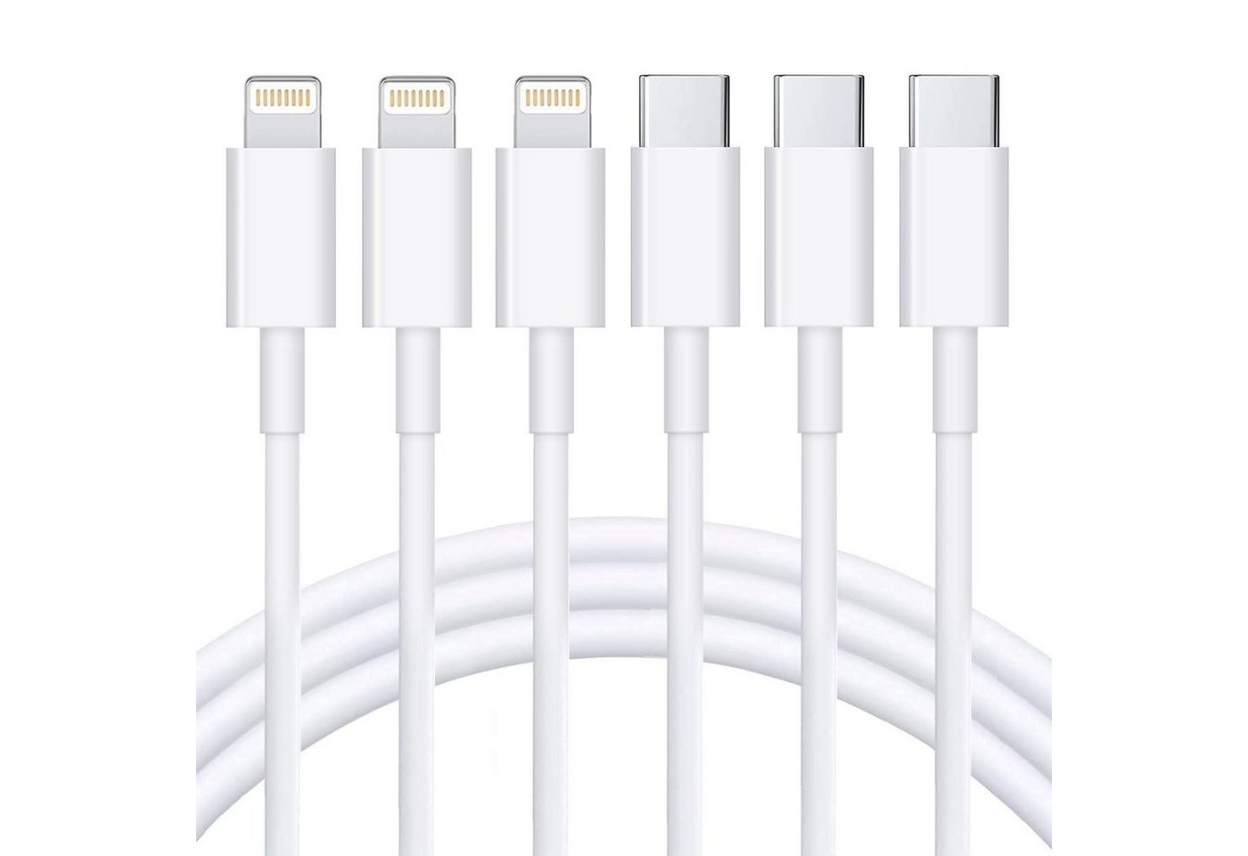 Futurea 3x Lightning Aufladekabel USB-C Ladekabel iPhone Ladekabel 1m Lightningkabel, Lightning, für Apple iPhone 8 9 10 X XR XS 11 12 13 14 Pro Max mini iPad Air von Futurea