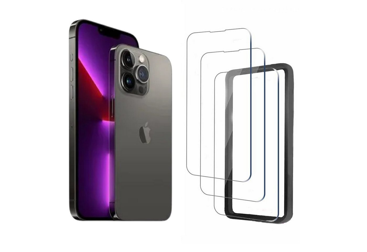 Futurea Schutzfolie Panzerglas 3 PACK 9H für inkl. Reinigungs-Set für iPhone 13 Pro, Displayschutzfolie, 3-PACK Sparpaket, 1 Stück, Inkl. Installationshilfe von Futurea