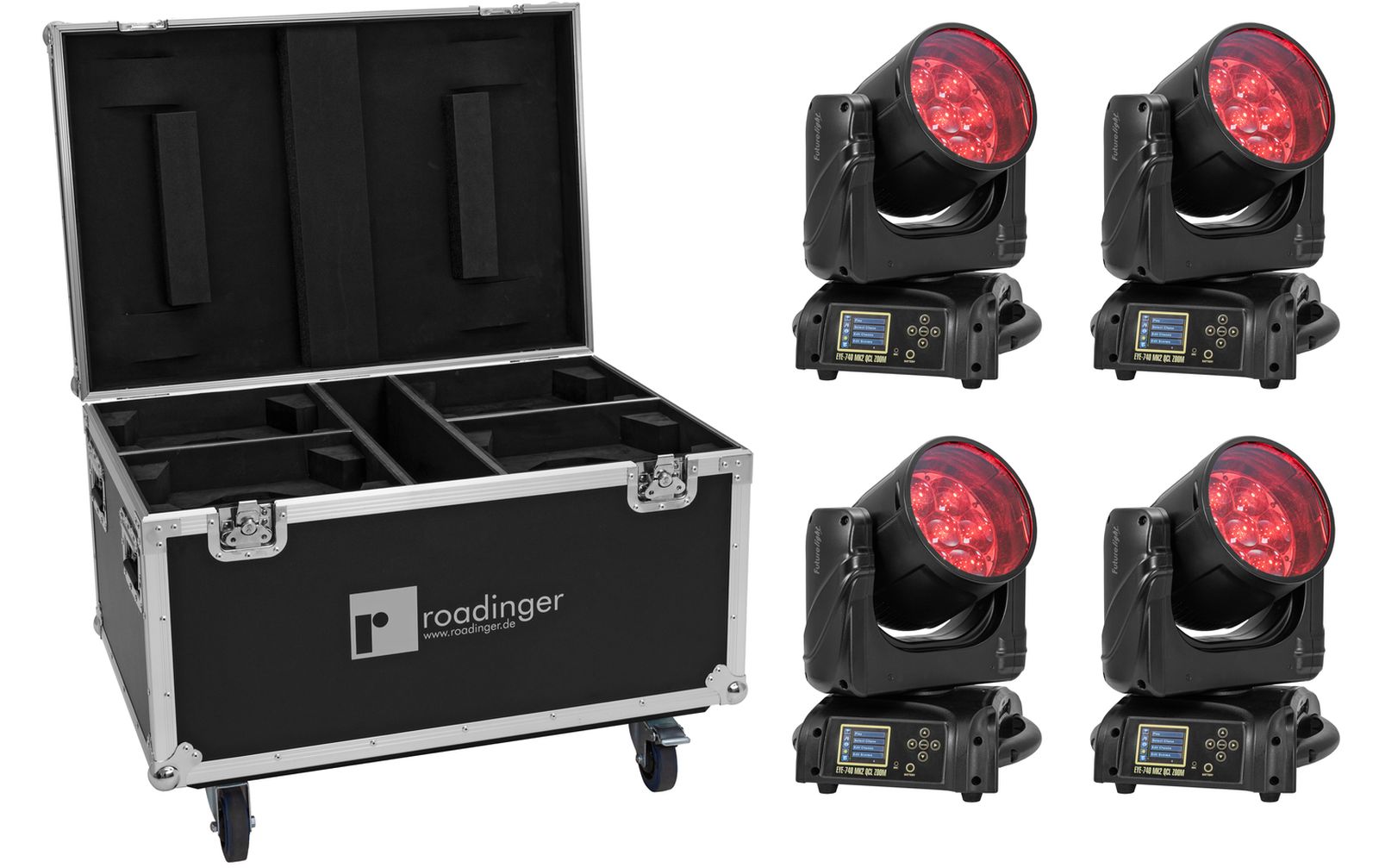 Futurelight Set 4x EYE-740 MK2 + Case mit Rollen von Futurelight