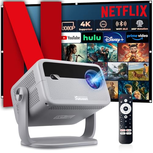 Beamer 4K【Netflix Official & 360° Drehbarer projektor】 600 ANSI WiFi6 Bluetooth5.2 Autofokus/Auto Trapezkorrektur Projector, FHD 1080P Video Beamer Heimkino/Sprachsteuerung Outdoor Handy Projektor Beamer 4K【Netflix Official & 360° Drehbarer projektor】 600 ANSI WiFi6 Bluetooth5.2 Autofokus/Auto Trapezkorrektur Projector, FHD 1080P Video Beamer Heimkino/Sprachsteuerung Outdoor Handy Projektor von Futuzen