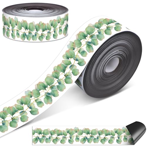 Fuutreo Magnettafel, Eukalyptus, 21 m, für Klassenzimmer, Whiteboard, Magnetstreifen, magnetische Klassenzimmer-Umrandungen für Pinnwand-Rolle für Kreidetafel, Whiteboard, Schule (grün) von Fuutreo