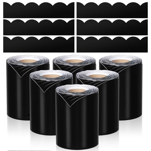 Fuutreo Pinnwand-Bordüren-Set, 6 Rollen, 196 Stück, 2,4 m x 7,6 cm, bunte gewellte Bordüre, Sommer-Pinnwand, gewellter Rand für Schule, Büro, Klassenzimmer, Heimdekoration, Schwarz Fuutreo Pinnwand-Bordüren-Set, 6 Rollen, 196 Stück, 2,4 m x 7,6 cm, bunte gewellte Bordüre, Sommer-Pinnwand, gewellter Rand für Schule, Büro, Klassenzimmer, Heimdekoration, Schwarz von Fuutreo