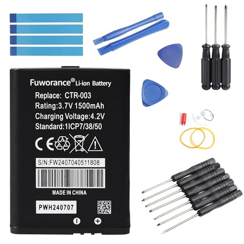 Fuworance 1500 mAh 3,7V Akku Li-ion Batterien kompatibel mit Nintendo 3DS, 2DS, 2DS XL, kompatibel mit Switch CTR-003 Game Konsole, Li-Ion-Akku, Ersatz mit Reparaturwerkzeugen Fuworance 1500 mAh 3,7V Akku Li-ion Batterien kompatibel mit Nintendo 3DS, 2DS, 2DS XL, kompatibel mit Switch CTR-003 Game Konsole, Li-Ion-Akku, Ersatz mit Reparaturwerkzeugen von Fuworance