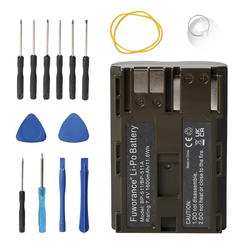 Fuworance 1600mAh 7.4V BP-511 Akku kompatibel mit Canon PowerShot G1, G2, G3, G5, G,6 Pro1, Pro90 IS, EOS 5D, 10D, 20D, 20Da, 300D, 30D, 40D, 50D, D30, D60, ZR10 ZR20 ZR25 ZR25. MC ZR30 ZR40 ZR45MC Fuworance 1600mAh 7.4V BP-511 Akku kompatibel mit Canon PowerShot G1, G2, G3, G5, G,6 Pro1, Pro90 IS, EOS 5D, 10D, 20D, 20Da, 300D, 30D, 40D, 50D, D30, D60, ZR10 ZR20 ZR25 ZR25. MC ZR30 ZR40 ZR45MC von Fuworance