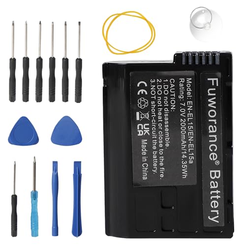 Fuworance 2000mAh 7V EN-EL15 Akku kompatibel mit Nikon 1 V1, D600, D610, D750, D800, D800E, D810, D810A, D7000, D7100, D7200, D7500, Z6 II, D610, D600, Z6, Z7, Z7 II, Z6 II, Z5 Kamera Batterie Fuworance 2000mAh 7V EN-EL15 Akku kompatibel mit Nikon 1 V1, D600, D610, D750, D800, D800E, D810, D810A, D7000, D7100, D7200, D7500, Z6 II, D610, D600, Z6, Z7, Z7 II, Z6 II, Z5 Kamera Batterie von Fuworance