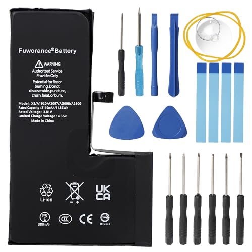 Fuworance 3110 mAh 3,81 V 11,85 Wh 616-00512 Akku kompatibel mit iPhone XS A2097 A2098 A1920 A2100 Akkukapazität Smartphone Akku mit Reparaturwerkzeugen von Fuworance