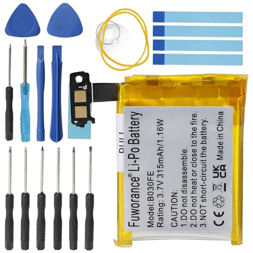 Fuworance 315 mAh 3,7 V B030FE Ersatzakku kompatibel mit Samsung Gear 1 SM-V700 GH43-03992A SP48223 Wiederaufladbare Smartwatch Li-Polymer-Akku mit Reparaturset Fuworance 315 mAh 3,7 V B030FE Ersatzakku kompatibel mit Samsung Gear 1 SM-V700 GH43-03992A SP48223 Wiederaufladbare Smartwatch Li-Polymer-Akku mit Reparaturset von Fuworance