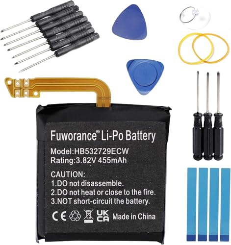 Fuworance 455 mAh 3,82 V HB532729ECW Ersatzakku kompatibel mit Huawei GT2 46 mm, GT2 Pro, Magic Watch 2 46 mm, MNS-B19 Telefon Li-Po Akku mit Reparaturwerkzeug Fuworance 455 mAh 3,82 V HB532729ECW Ersatzakku kompatibel mit Huawei GT2 46 mm, GT2 Pro, Magic Watch 2 46 mm, MNS-B19 Telefon Li-Po Akku mit Reparaturwerkzeug von Fuworance