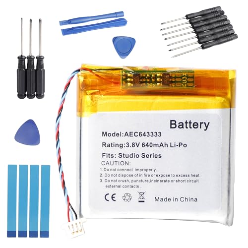 Fuworance 640mAh 3.8V AEC643333 Ersatzakku kompatibel mit Beats Studio 2.0 3.0 Bluetooth Kopfhörer Drahtloses Headset Lithium Polymer Akku Fuworance 640mAh 3.8V AEC643333 Ersatzakku kompatibel mit Beats Studio 2.0 3.0 Bluetooth Kopfhörer Drahtloses Headset Lithium Polymer Akku von Fuworance