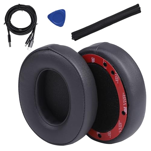 Fuworance Ersatz-Ohrpolster Ohrmuscheln Ersatzpolster Ersatz Ohrpolster Leder-Ohrpolster für Beats Studio 2 3 Kabelgebundene und Kabellose Kopfhörer Weiches Leder-Ohrpolster mit Ladekabel (Grau) von Fuworance