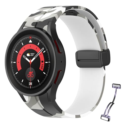 FuzeDa Samsung Galaxy Watch 5 pro Armband, 20mm Silikon Magnet verschluss Ersatzband für Galaxy Watch 6/5/4 40mm 44mm,Galaxy Watch 4 Classic 46 42mm,Galaxy Watch 6 Classic 47 43mm von FuzeDa