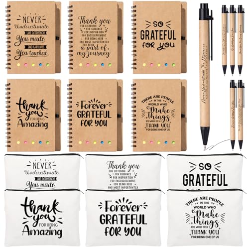 6 Set Mitarbeiter-Wertschätzungsgeschenke, Dankeschön-Geschenk, inspirierendes Notizbuch, Make-up-Tasche für Team, Freiwillige, Krankenschwestern, Kollegen, Lehrer, Kosmetiktasche, Notizblock mit von Fvntuey