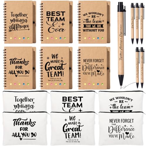 Fvntuey Thank You Gifts Inspirational Spiral Notebook and Makeup Bag (6, Team) von Fvntuey