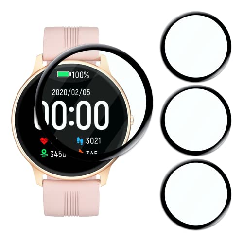 FengWang Displayschutzfolie kompatibel mit AGPTEK LW11 Smartwatch, 4 Stück, 3D gebogen, vollständige Abdeckung, 9H Härte, kratzfest, blasenfrei, HD, Displayschutz für AGPTEK LW11 Smartwatch von Fwang