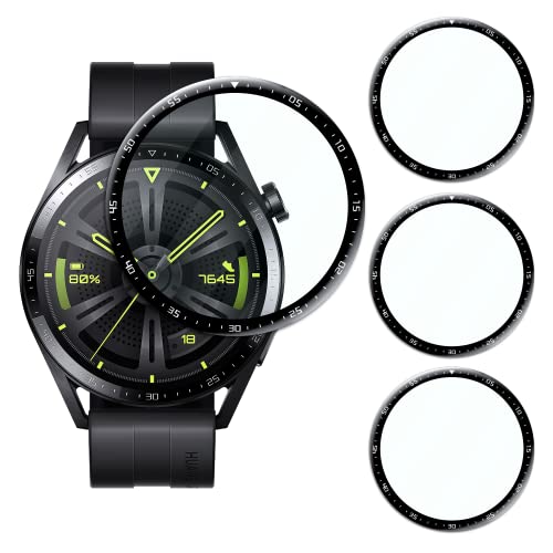 FengWang Displayschutzfolie kompatibel mit Huawei Watch GT 3 46mm,[4 Stück],3D Voller Bildschutzfolie,9H Härte,Anti-Kratzer/Bläschen/Fingerabdruck,Schutzfolie für Huawei Watch GT 3 46mm von Fwang