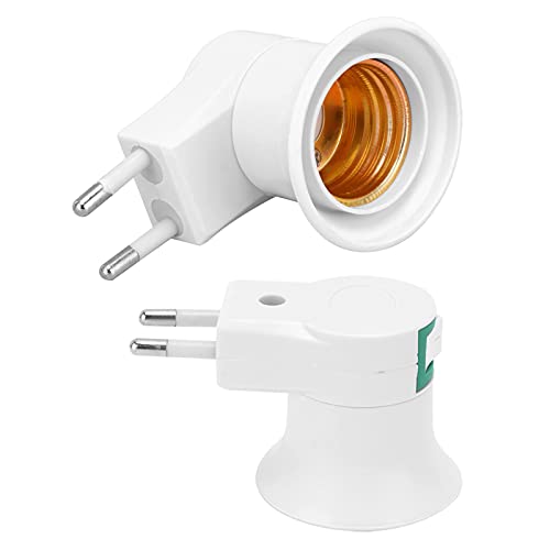 Lampenfassung E27 mit Schalter - 2 Stück Lampenfassungs adapter, PVC Einschraub Steckdose, 220V Lampensockel Konverter für Glühbirne Wandlampe Sockeladapter (ohne birne) von Fybida
