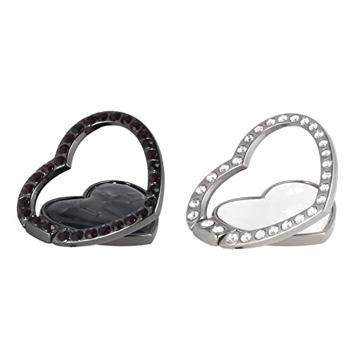 Fycyko [2 Stück Funkeln Handy Ring Smartphone Fingerhalterung, Muschel Herzform Glitzer Handyringhalterung mit Künstliche Diamant Bling Handy Ringhalter für iPhone iPad und mehr-Silber+Schwarz Fycyko [2 Stück Funkeln Handy Ring Smartphone Fingerhalterung, Muschel Herzform Glitzer Handyringhalterung mit Künstliche Diamant Bling Handy Ringhalter für iPhone iPad und mehr-Silber+Schwarz von Fycyko