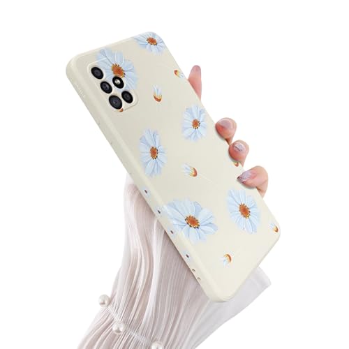 Fycyko Handyhülle Kompatibel mit Samsung Galaxy A51 Hülle, Aesthetic Süßes Blumen Gänseblümchen Silikon Vintage Cute Flowers Painting Design TPU Schutzhülle für Samsung Galaxy A51 4G - Weiß von Fycyko