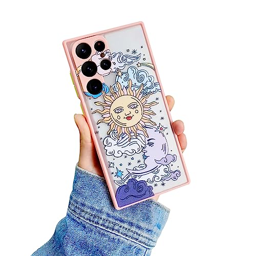 Fycyko Handyhülle Kompatibel mit Samsung Galaxy S22 Ultra Hülle, Mädchen Frauen Aesthetic Silikon Sonne Mond Cute Design Case für Samsung Galaxy S22 Ultra 5G - Rosa Sun Fycyko Handyhülle Kompatibel mit Samsung Galaxy S22 Ultra Hülle, Mädchen Frauen Aesthetic Silikon Sonne Mond Cute Design Case für Samsung Galaxy S22 Ultra 5G - Rosa Sun von Fycyko