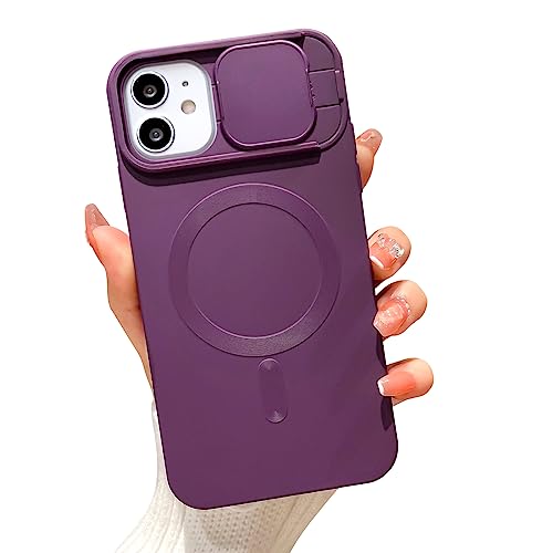 Fycyko Handyhülle für iPhone 11 Hülle, Kompatibel mit MagSafe, Magnet Hülle Fenster Schieben Kameraschutz Silikon Case rutschfeste Schutzhülle für iPhone 11 6,1 Zoll - Violett von Fycyko