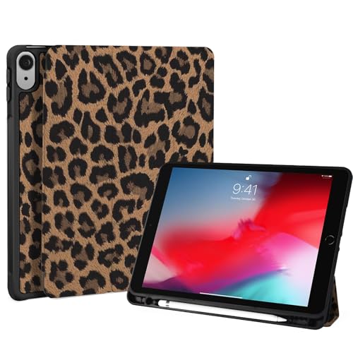 Fycyko Hülle Kompatibel mit iPad Air M2 2024(11 Inch)/iPad Air 4.Gen.(2020)/5. Gen.(2022), Hülle mit Stifthalter & Tip Cover, Leopardenmuster Schutzhülle - Braun von Fycyko