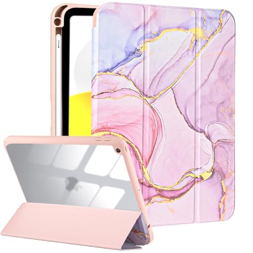 Fycyko Hülle für iPad 9./8./7. Generation 10.2 Zoll mit Bleistifthalter, Trifold Ständer mit Kratz- und Stoßfest, Herrlichem Muster Entwerfen- Marmor Rosa von Fycyko