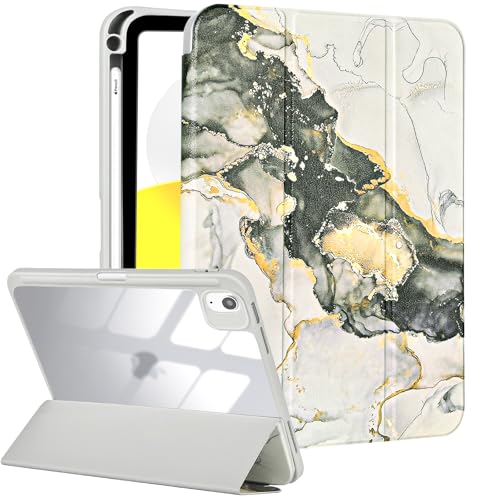 Fycyko Hülle für iPad Air 11-Zoll M3 2025/M2 2024/5. Generation 2022/4. Generation 2020 mit Bleistifthalter, Trifold Ständer mit Kratz- und Stoßfest, Herrlichem Muster Entwerfen- Marmor Grau von Fycyko