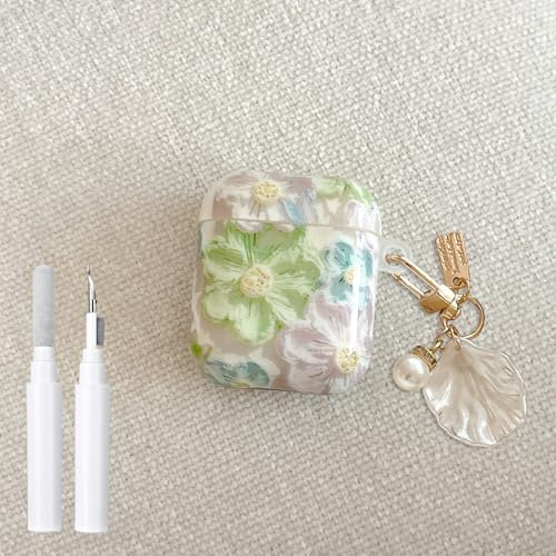 Fycyko Kompatibel mit AirPods 2 & 1 Hülle, weiches TPU mit Reinigungsset, niedliches, buntes Retro-Ölgemälde, gedrucktes Blumendesign, stoßfest, Perlen-Schlüsselanhänger für Mädchen und Damen Fycyko Kompatibel mit AirPods 2 & 1 Hülle, weiches TPU mit Reinigungsset, niedliches, buntes Retro-Ölgemälde, gedrucktes Blumendesign, stoßfest, Perlen-Schlüsselanhänger für Mädchen und Damen von Fycyko