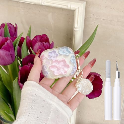 Fycyko Kompatibel mit AirPods Pro 2 Hülle, weiches TPU mit Reinigungsset, niedliches buntes Retro-Ölgemälde, gedrucktes Blumendesign, stoßfest, Perlen-Schlüsselanhänger-Abdeckung für Mädchen und Damen Fycyko Kompatibel mit AirPods Pro 2 Hülle, weiches TPU mit Reinigungsset, niedliches buntes Retro-Ölgemälde, gedrucktes Blumendesign, stoßfest, Perlen-Schlüsselanhänger-Abdeckung für Mädchen und Damen von Fycyko