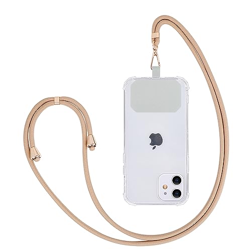 Fycyko Kompatibel mit Handykette Universal Handyband Zum Umhängen Handy Lanyard mit Karabiner Und Pad Handyhülle Schlüsselband Kette Kompatibel mit Meisten Smartphone Hülle - Aprikosenfarbe von Fycyko